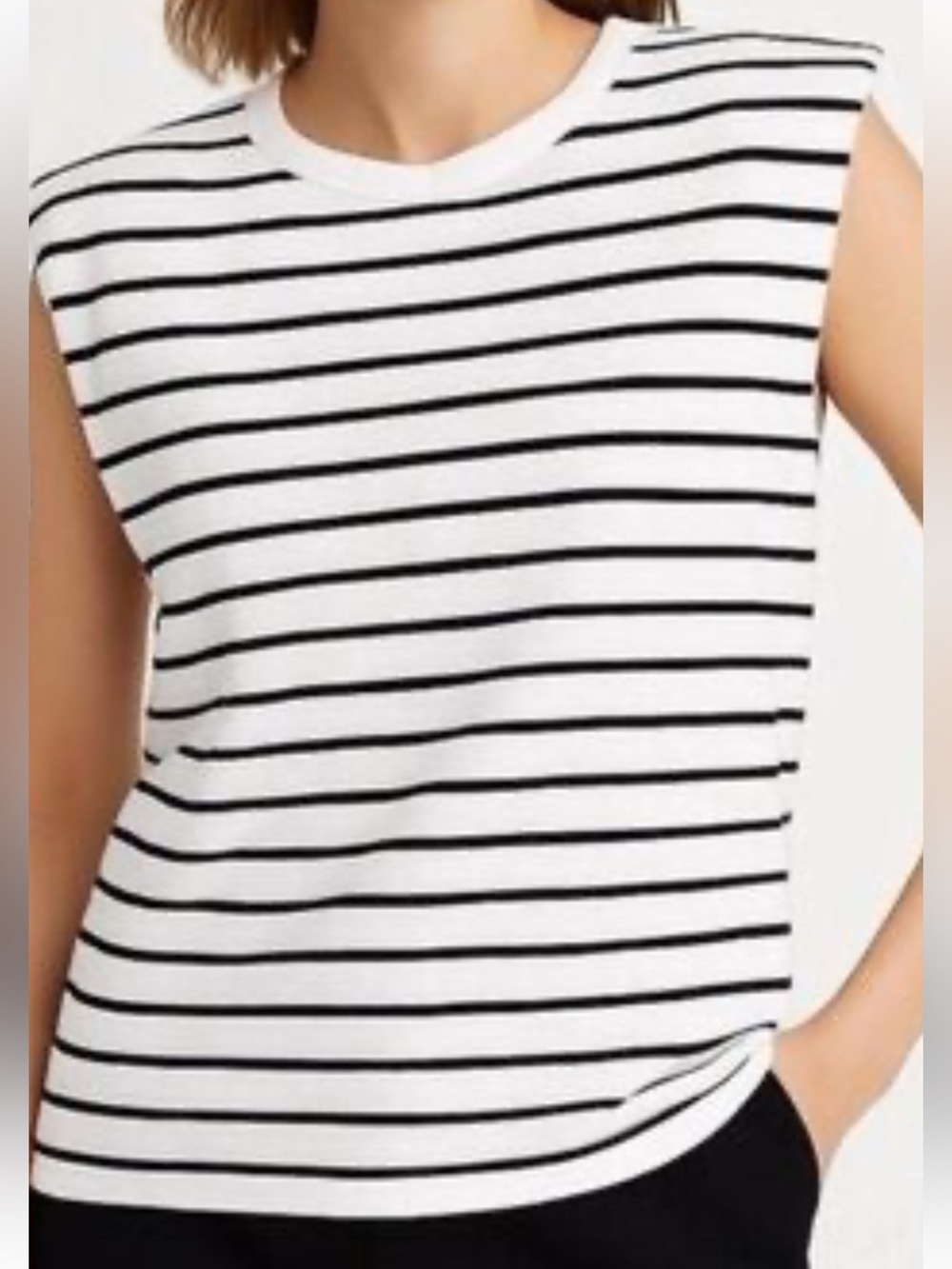Maeve by Anthropologie striped boxy muscle tee with shoulder pad structure Small